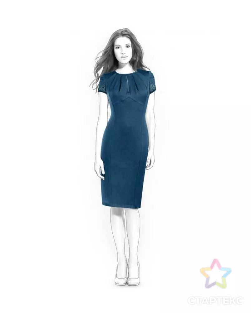 Выкройка: платье с шифоновыми вставками арт. ВКК-857-2-ЛК0004193 - рис. 1