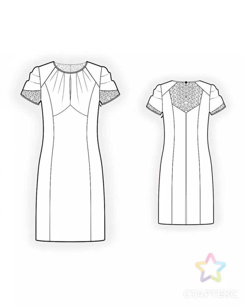 Выкройка: платье с шифоновыми вставками арт. ВКК-857-2-ЛК0004193 - рис. 2