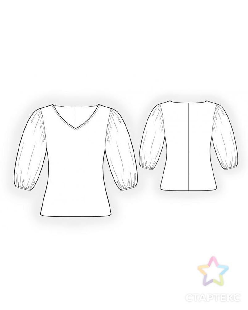 Выкройка: блузка с пышным рукавом арт. ВКК-1808-1-ЛК0004202 2