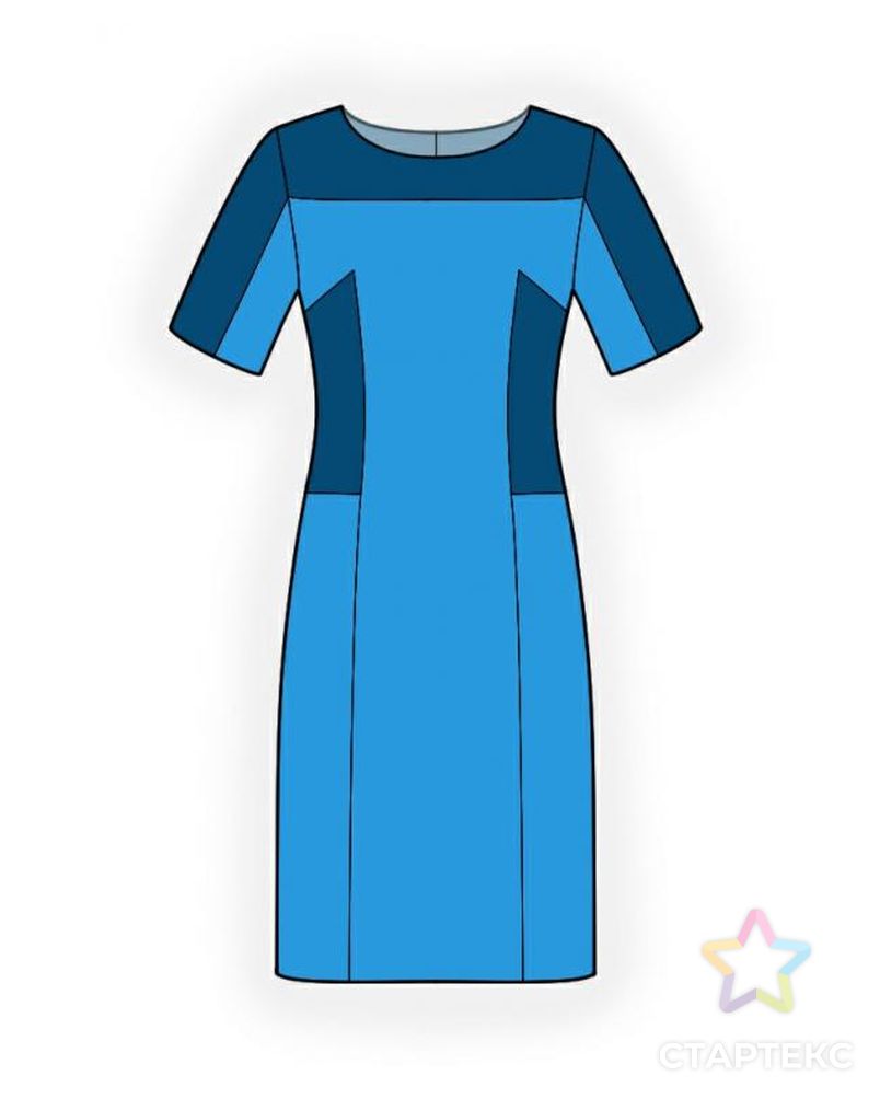 Выкройка: двухцветное платье арт. ВКК-1124-1-ЛК0004228 1