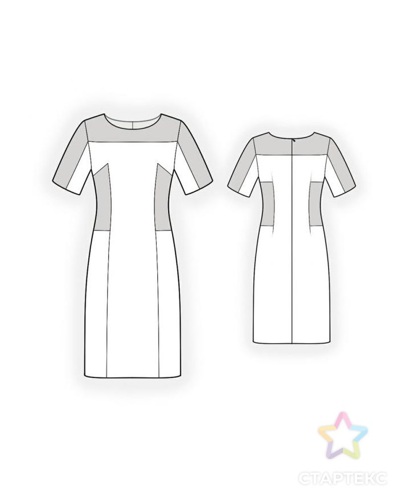 Выкройка: двухцветное платье арт. ВКК-1124-1-ЛК0004228