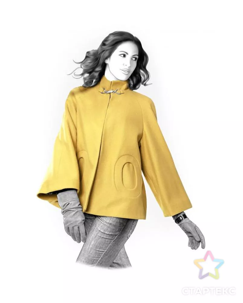 Выкройка: полупальто с круглыми карманами арт. ВКК-901-6-ЛК0004247 - рис. 1