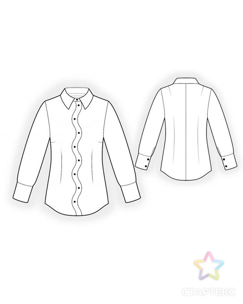 Выкройка: блузка с фигурным бортом арт. ВКК-1458-1-ЛК0004249