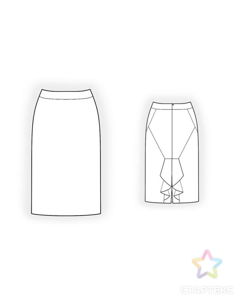 Выкройка: юбка с воланами сзади арт. ВКК-1827-1-ЛК0004255 2