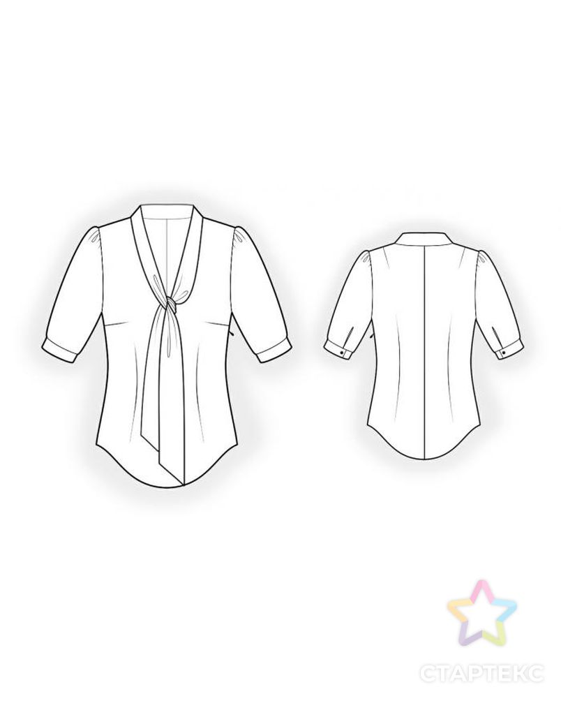 Выкройка: блуза с воротником-шарфом арт. ВКК-1058-1-ЛК0004286 2