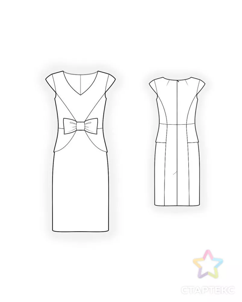 Выкройка: платье с декоративным бантом арт. ВКК-768-4-ЛК0004288 - рис. 2