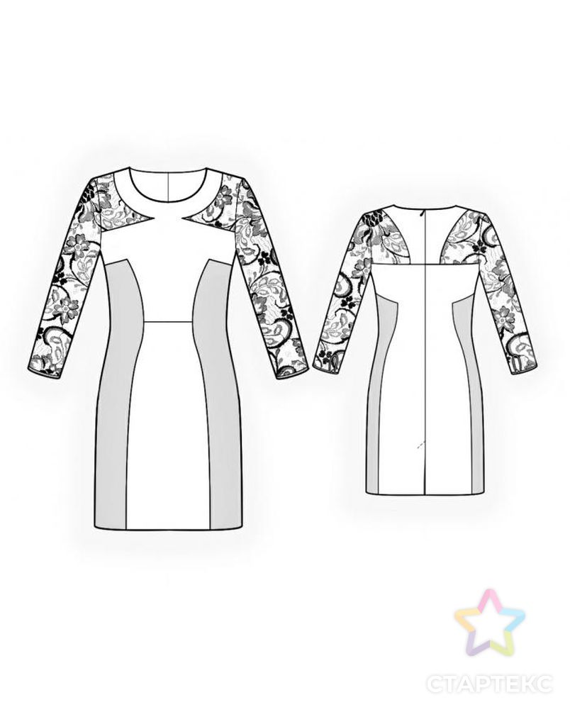 Выкройка: платье с гипюровой вставкой арт. ВКК-1411-1-ЛК0004299 2