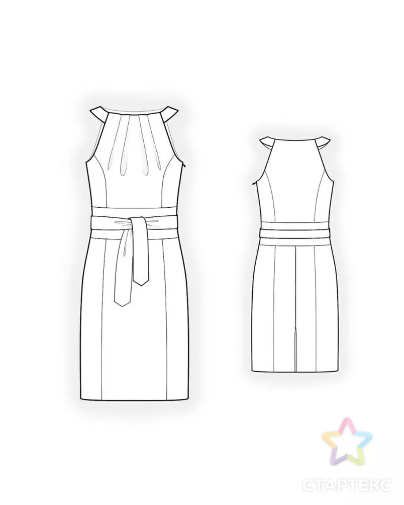 Dress With Pleats - Sewing Pattern #4386. Made-to-measure sewing pattern from Le