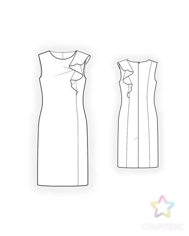 Выкройка: платье с воланом арт. ВКК-1515-4-ЛК0004314 - рис. 2