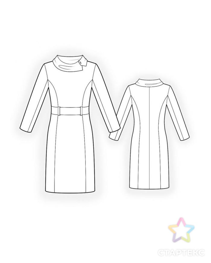 Выкройка: платье с поясом арт. ВКК-1393-1-ЛК0004323 2