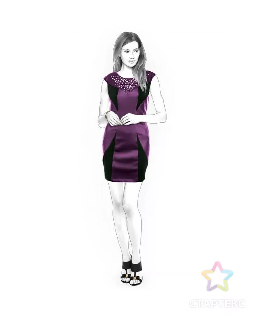 Выкройка: платье с трикотажными вставками арт. ВКК-1754-7-ЛК0004350 - рис. 1