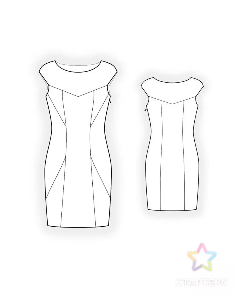 Выкройка: платье с трикотажными вставками арт. ВКК-1754-7-ЛК0004350 - рис. 2