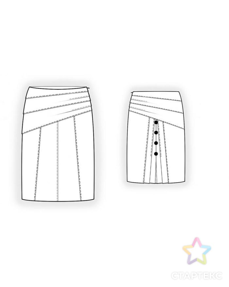 Выкройка: юбка со вставкой сзади арт. ВКК-1369-1-ЛК0004353