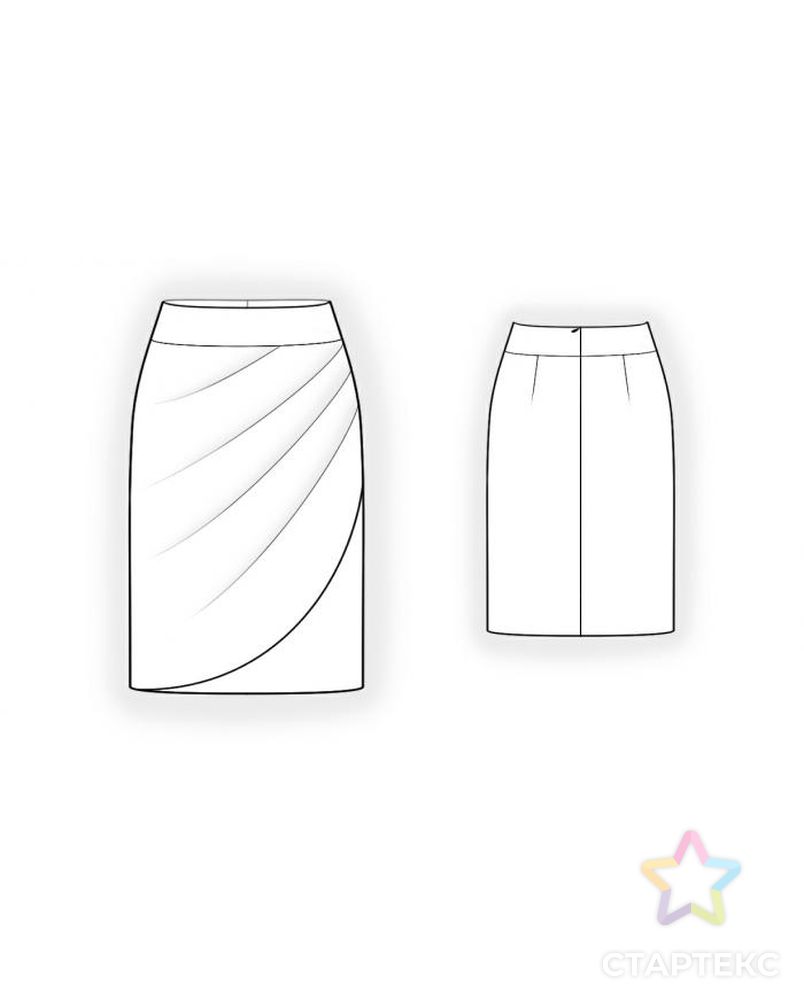 Выкройка: юбка с декоративным запахом арт. ВКК-1377-1-ЛК0004364 2