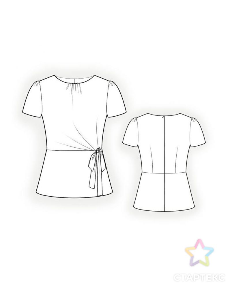 Выкройка: блузка с бантом и складками арт. ВКК-214-1-ЛК0004374 2