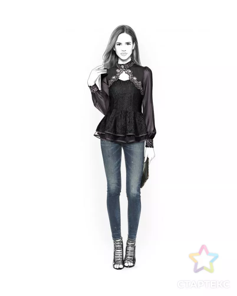 Выкройка: кружевная блузка арт. ВКК-635-6-ЛК0004388 - рис. 1