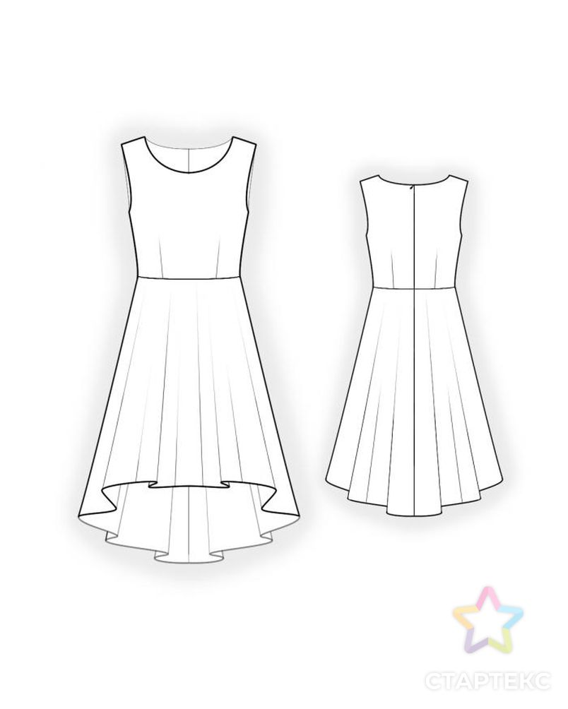 Выкройка: платье с асимметричной юбкой арт. ВКК-1250-10-ЛК0004411 2