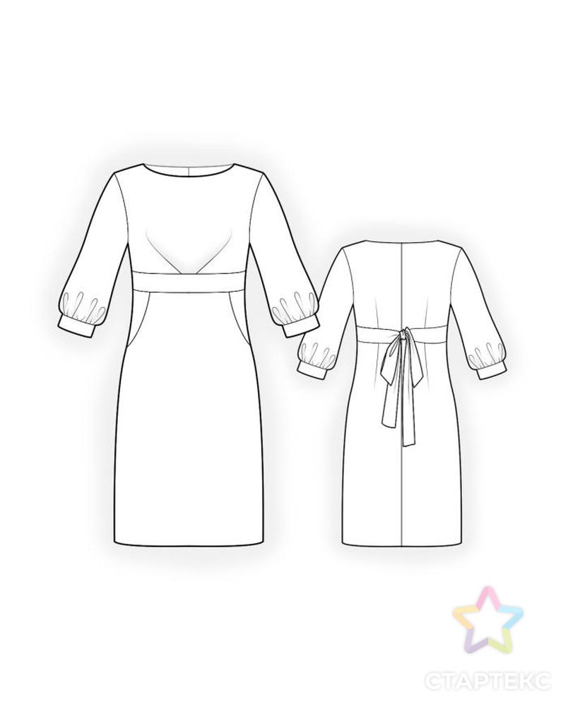 Выкройка: платье с поясом арт. ВКК-241-1-ЛК0004413 2