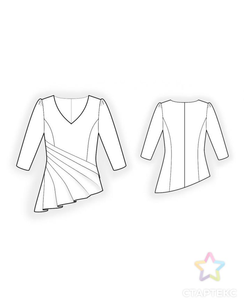 Выкройка: блузка со складками арт. ВКК-2042-11-ЛК0004419 2