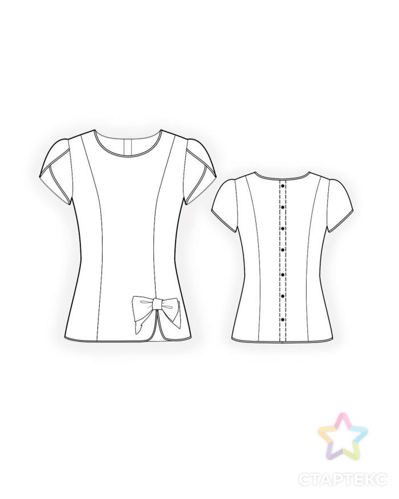 Выкройка: блузка с контрастной окантовкой арт. ВКК-855-1-ЛК0004424 2