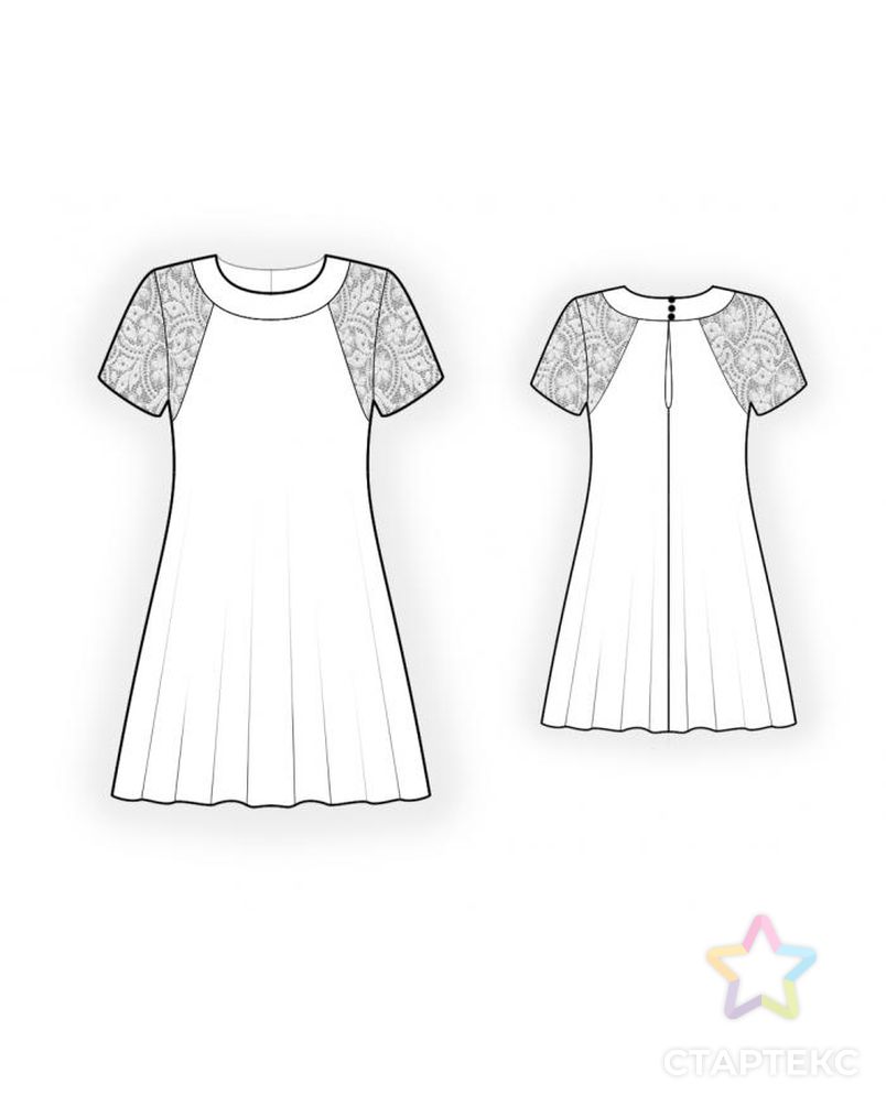 Выкройка: платье с кружевом арт. ВКК-339-1-ЛК0004428 2