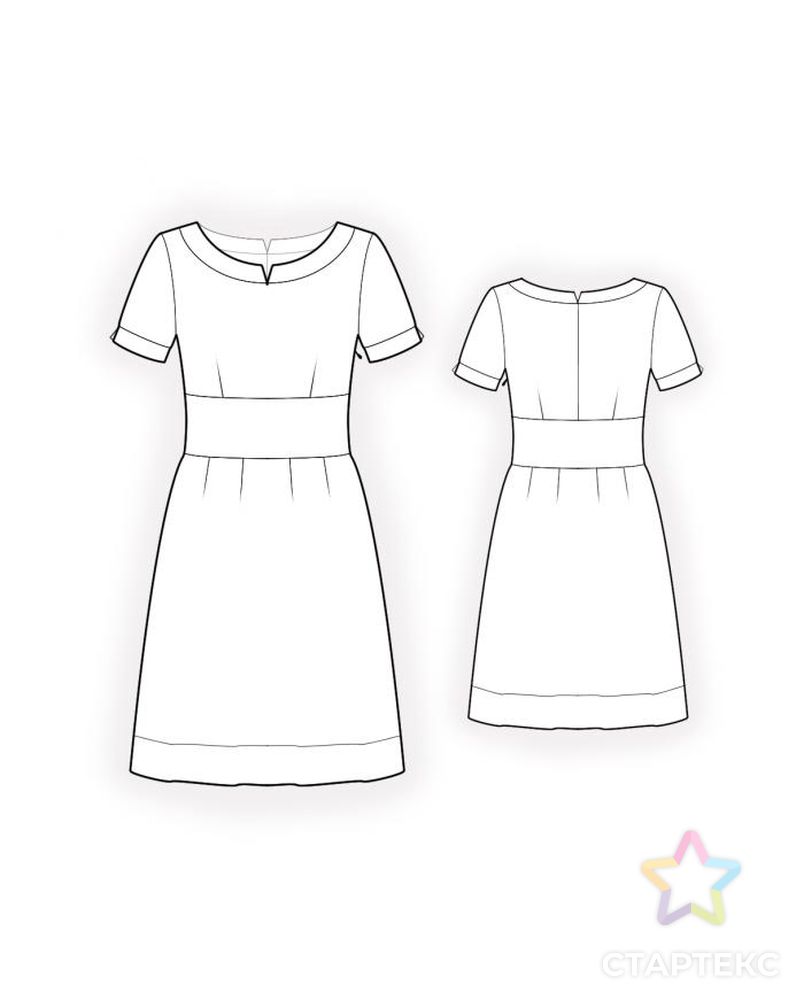Выкройка: платье с контрастной отделкой арт. ВКК-549-1-ЛК0004432 2