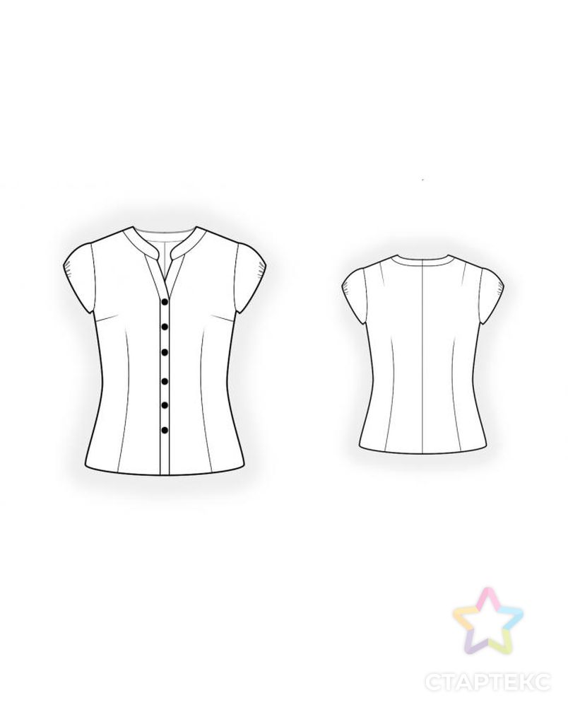 Выкройка: блузка с коротким рукавом арт. ВКК-721-1-ЛК0004439 2