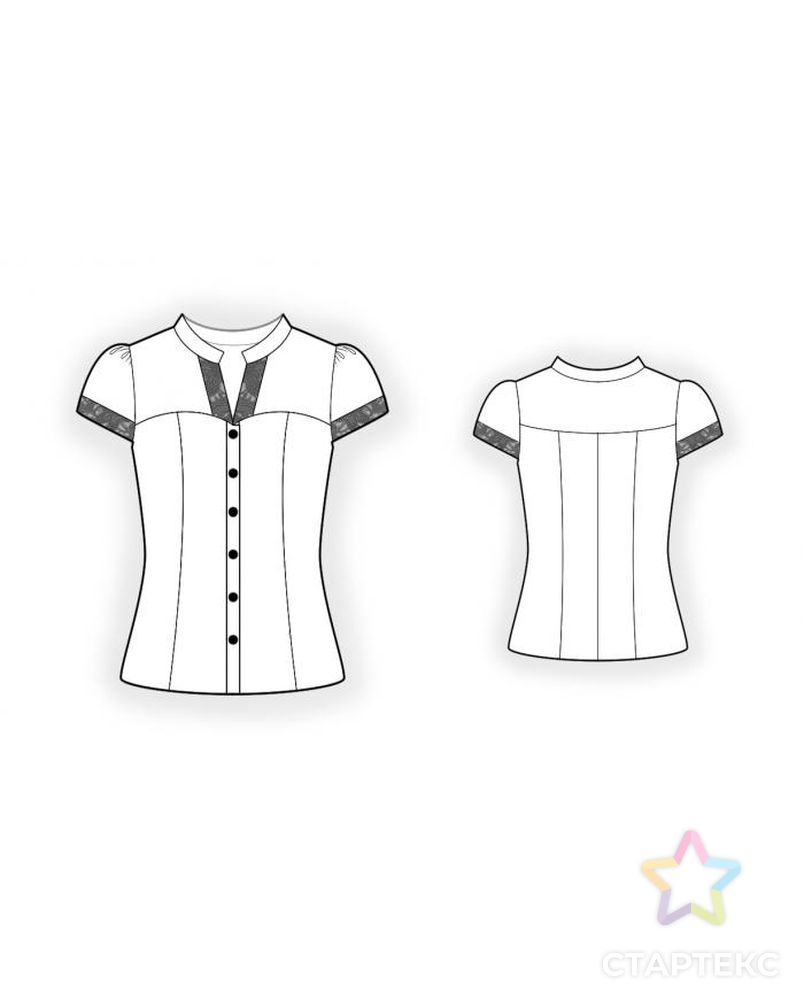 Выкройка: блузка с кружевом арт. ВКК-1450-1-ЛК0004450 2