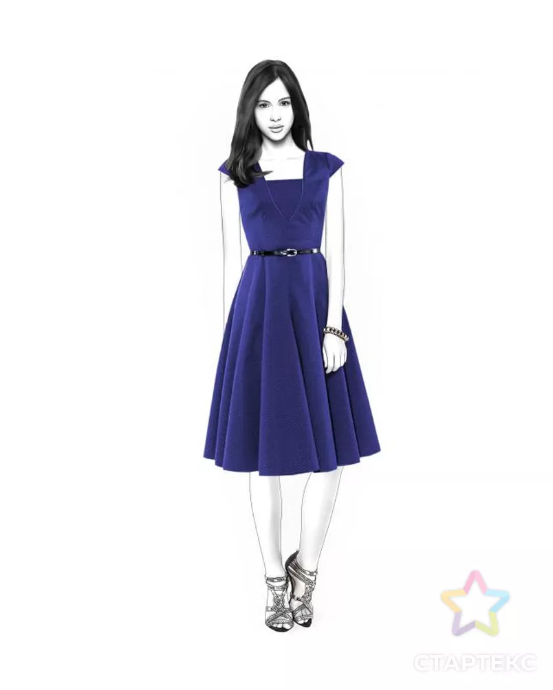 Выкройка: платье с декоративным вырезом арт. ВКК-1571-12-ЛК0004453 - рис. 1