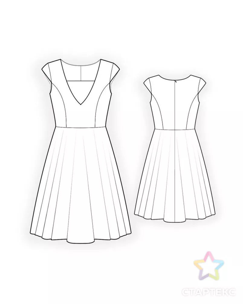Выкройка: платье с декоративным вырезом арт. ВКК-1571-12-ЛК0004453 - рис. 2