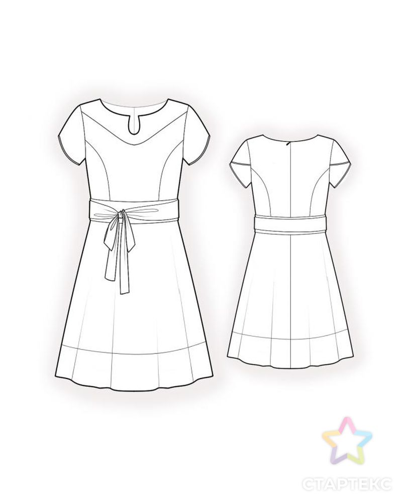 Выкройка: платье с коротким рукавом арт. ВКК-1903-1-ЛК0004454 2