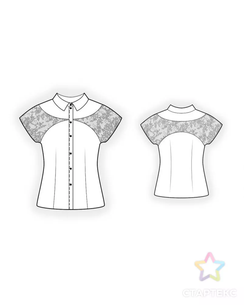 Выкройка: блузка с прозрачной вставкой арт. ВКК-626-11-ЛК0004457 - рис. 2