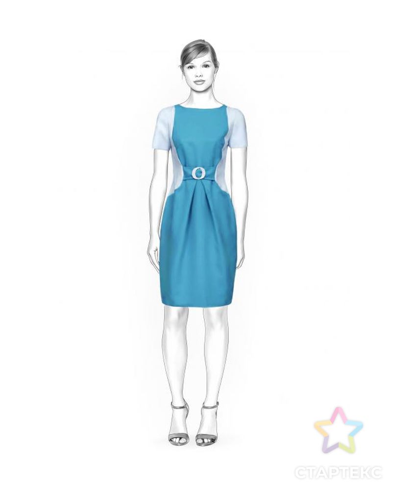 Выкройка: двухцветное платье с пряжкой арт. ВКК-652-1-ЛК0004458 1