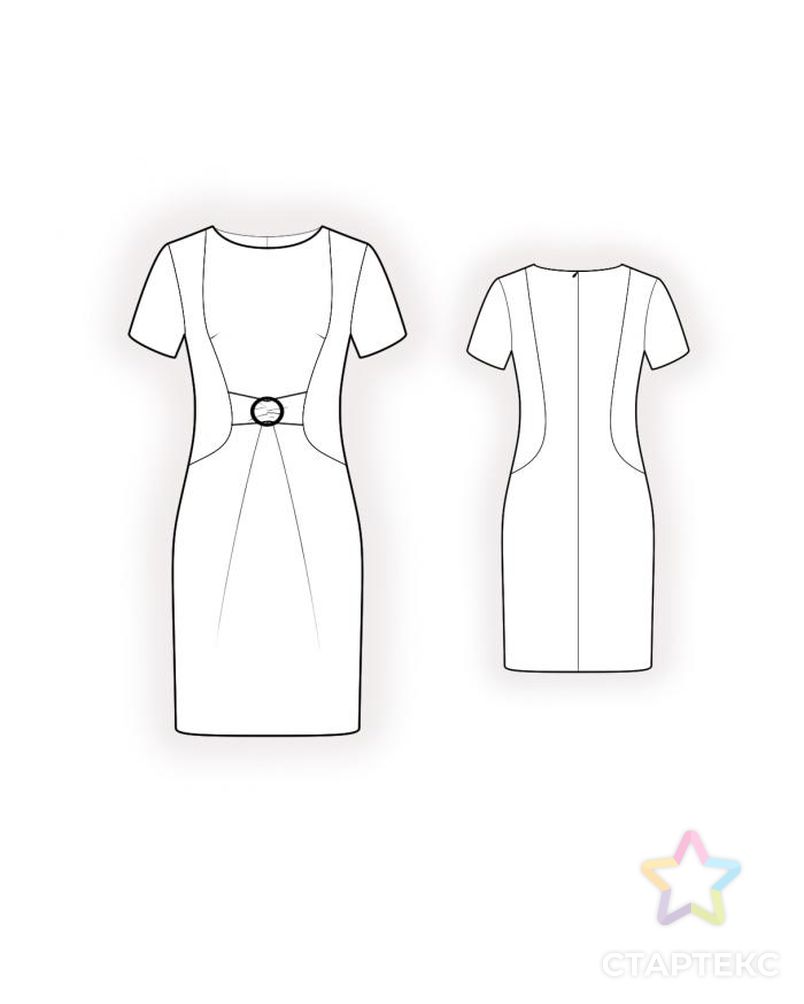 Выкройка: двухцветное платье с пряжкой арт. ВКК-652-1-ЛК0004458 2