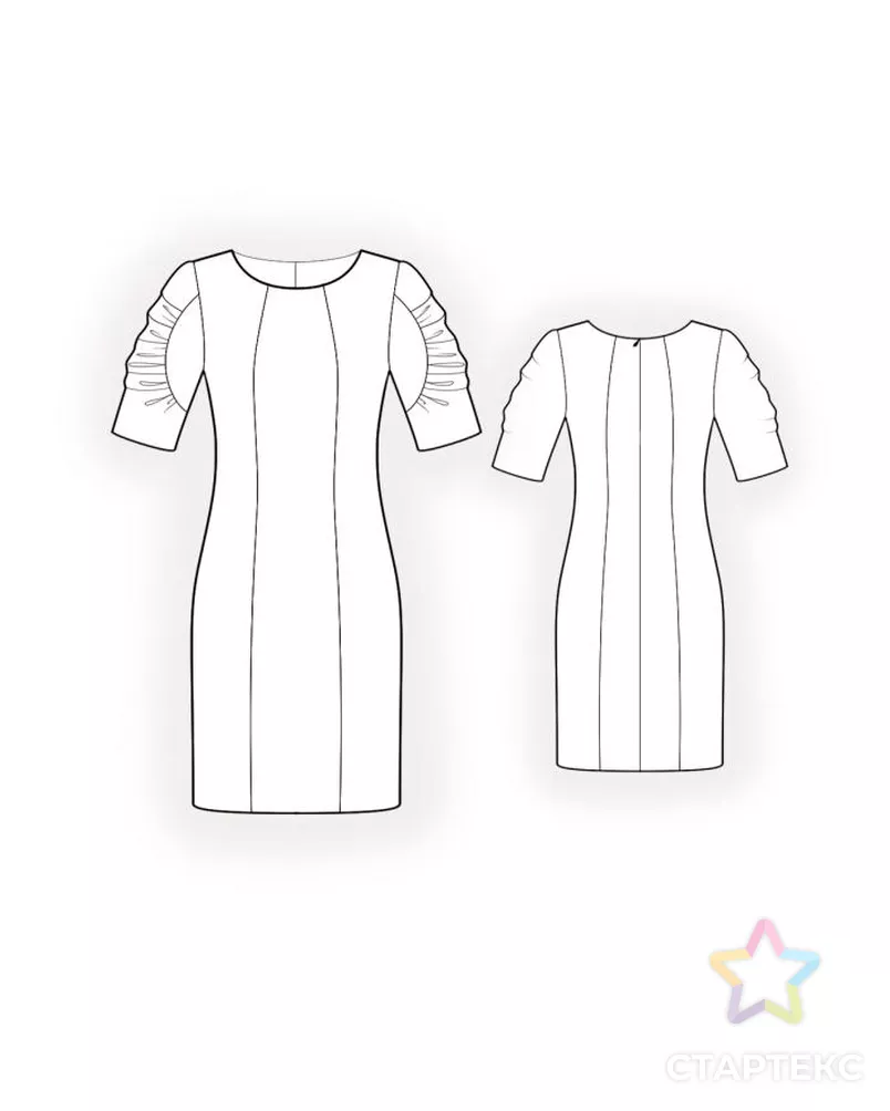 Выкройка: платье с рукавом на сборке арт. ВКК-610-9-ЛК0004462 - рис. 2