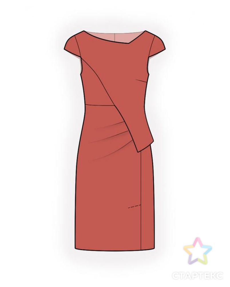 Выкройка: платье с асимметричной баской арт. ВКК-2043-1-ЛК0004490