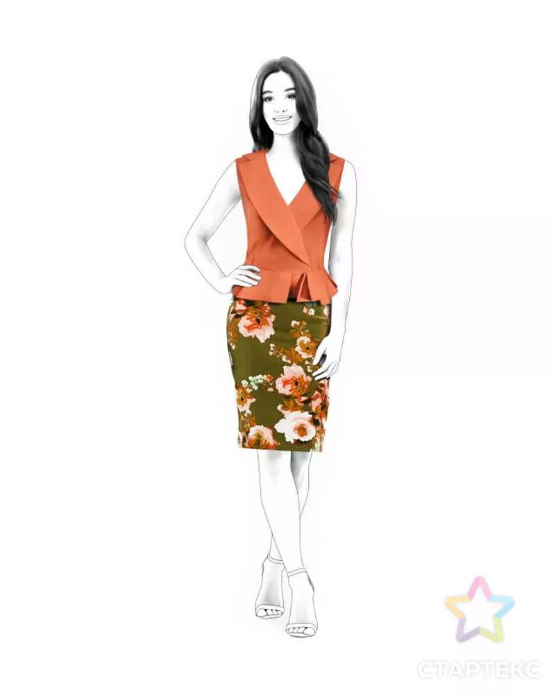 Выкройка: двухцветное платье арт. ВКК-245-4-ЛК0004500 - рис. 1