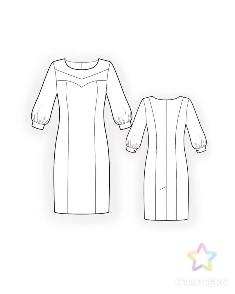 Выкройка: платье с шифоновыми рукавами арт. ВКК-1331-1-ЛК0004510 2