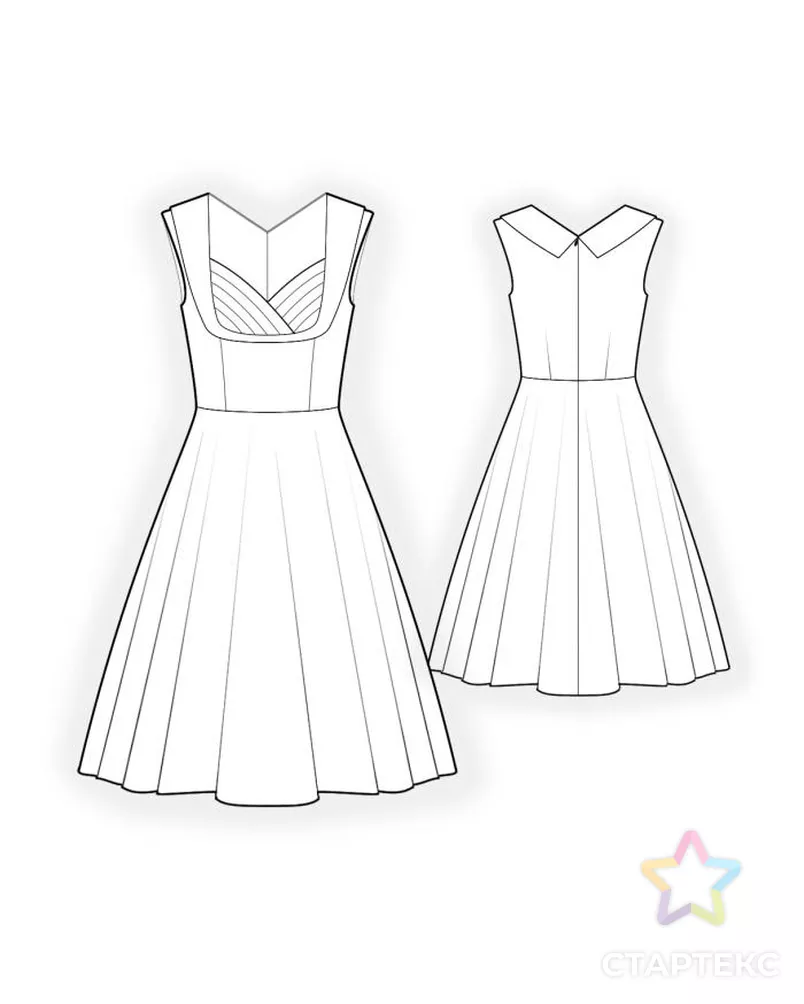 Выкройка: платье с широкой юбкой арт. ВКК-1676-3-ЛК0004519 - рис. 2