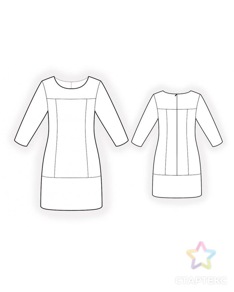 Выкройка: платье с кокеткой и нижней планкой арт. ВКК-1793-10-ЛК0004525 2