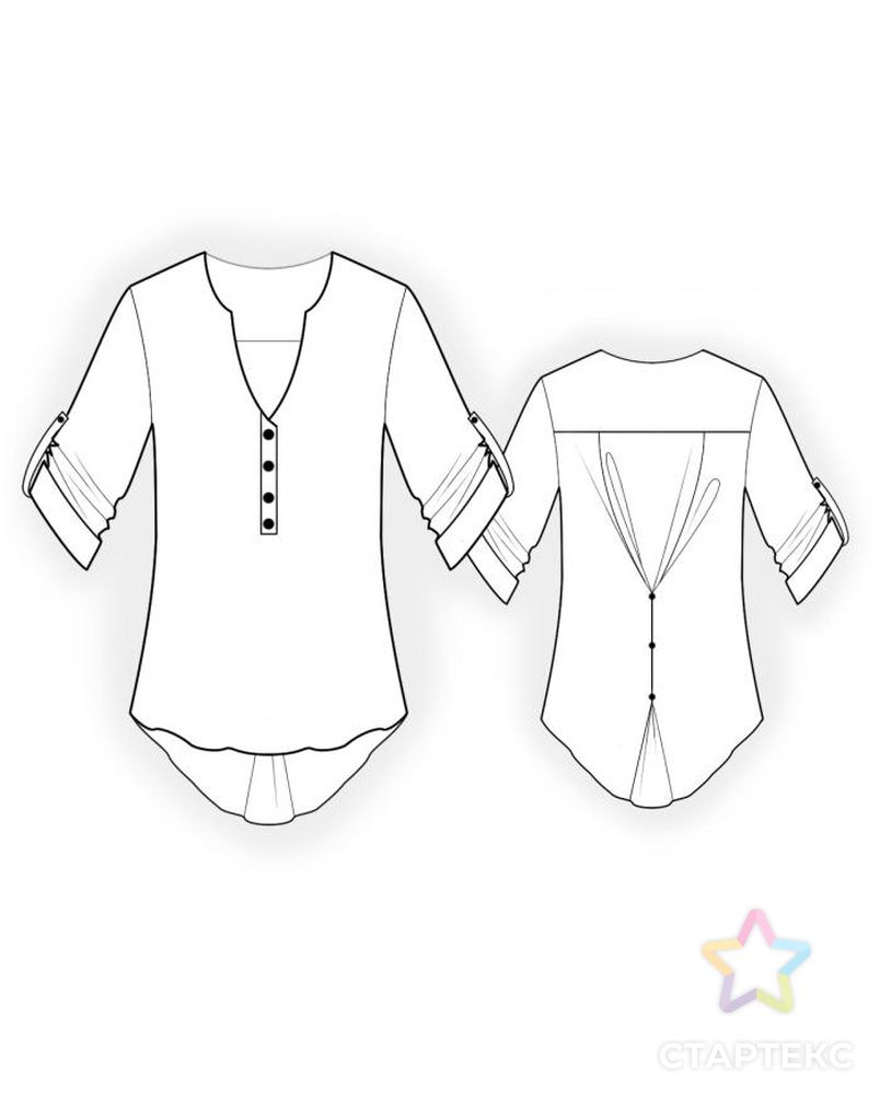 Выкройка: блузка с декоративной спинкой арт. ВКК-1932-1-ЛК0004540 2