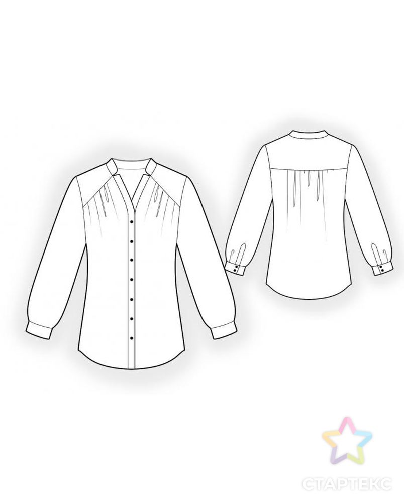Выкройка: блузка с длинным рукавом арт. ВКК-1125-10-ЛК0004555 2