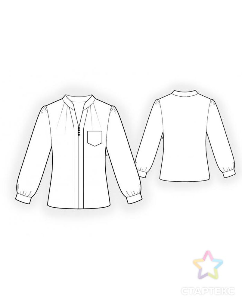 Выкройка: блузка со стойкой арт. ВКК-811-11-ЛК0004563 2
