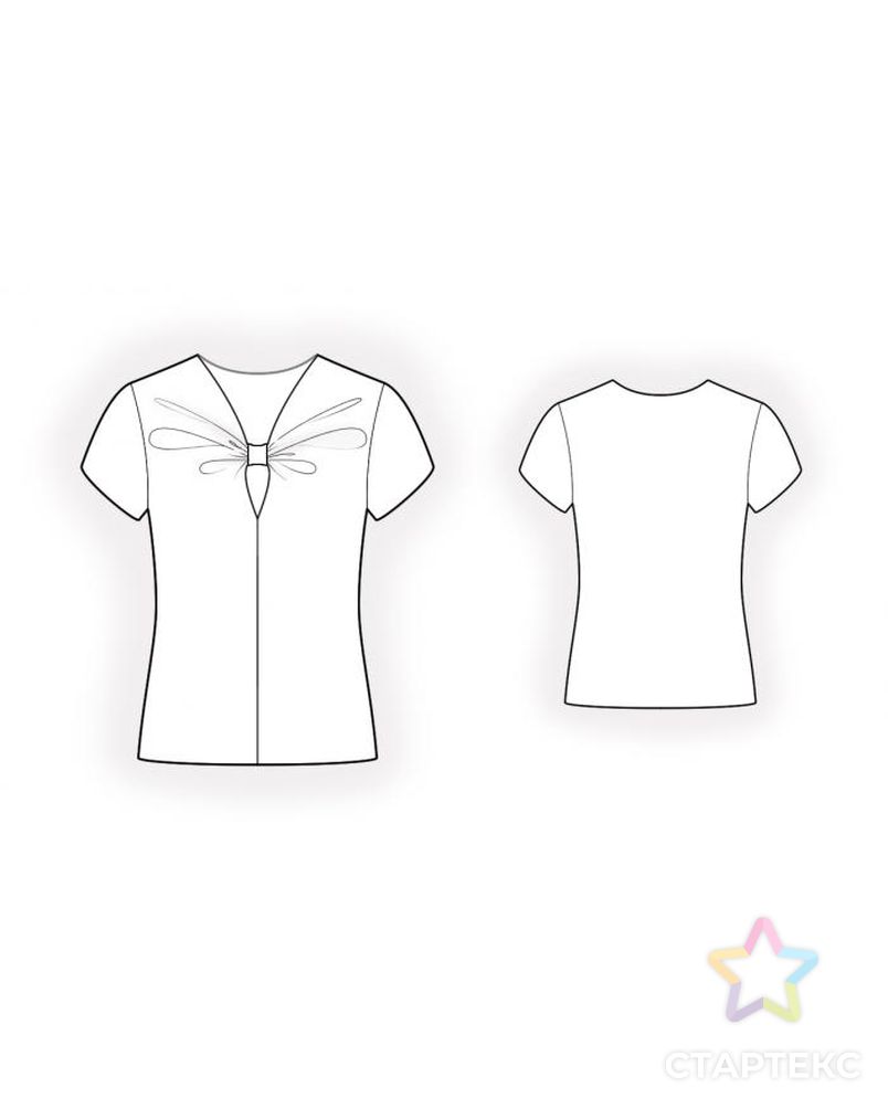 Выкройка: блузка с декоративной горловиной арт. ВКК-708-1-ЛК0004570