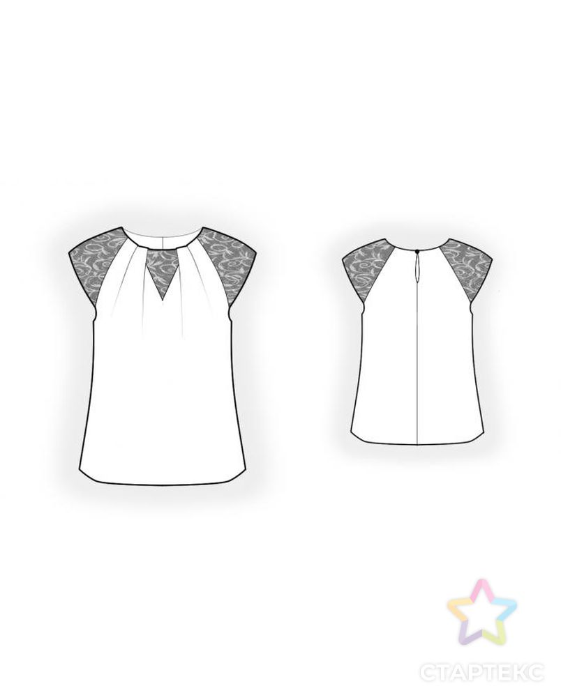 Выкройка: блузка с кружевной отделкой арт. ВКК-406-1-ЛК0004572 2