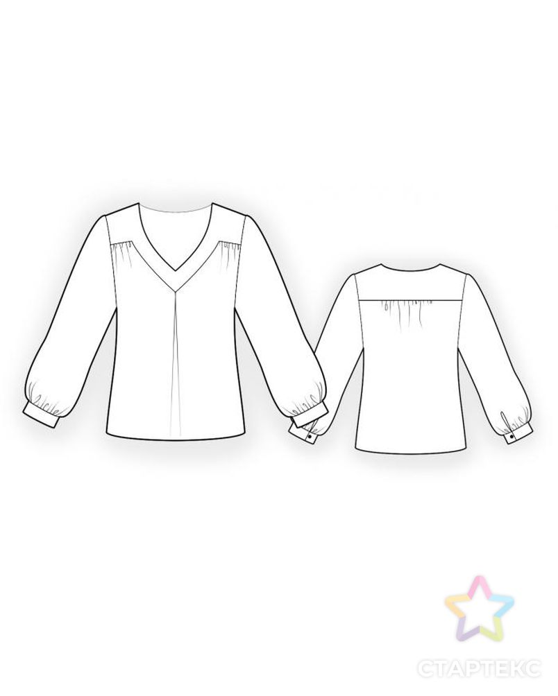 Выкройка: блузка со сборкой на кокетке арт. ВКК-949-1-ЛК0004574