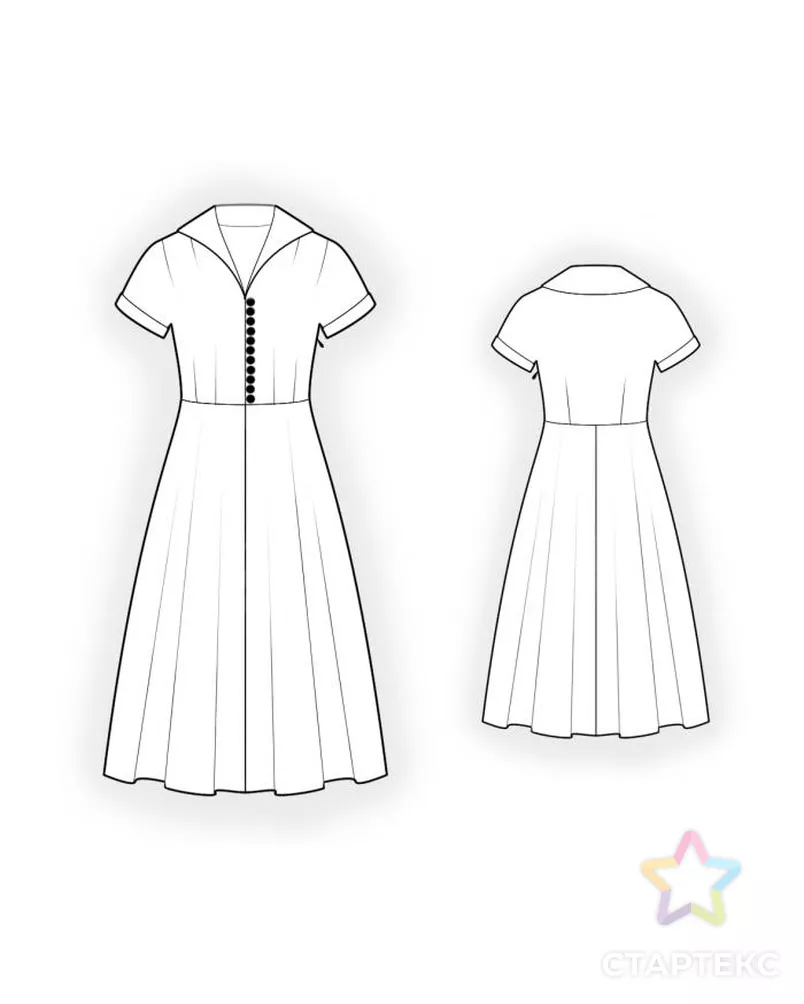 Выкройка: платье с навесными петлями арт. ВКК-1661-9-ЛК0004578 - рис. 2