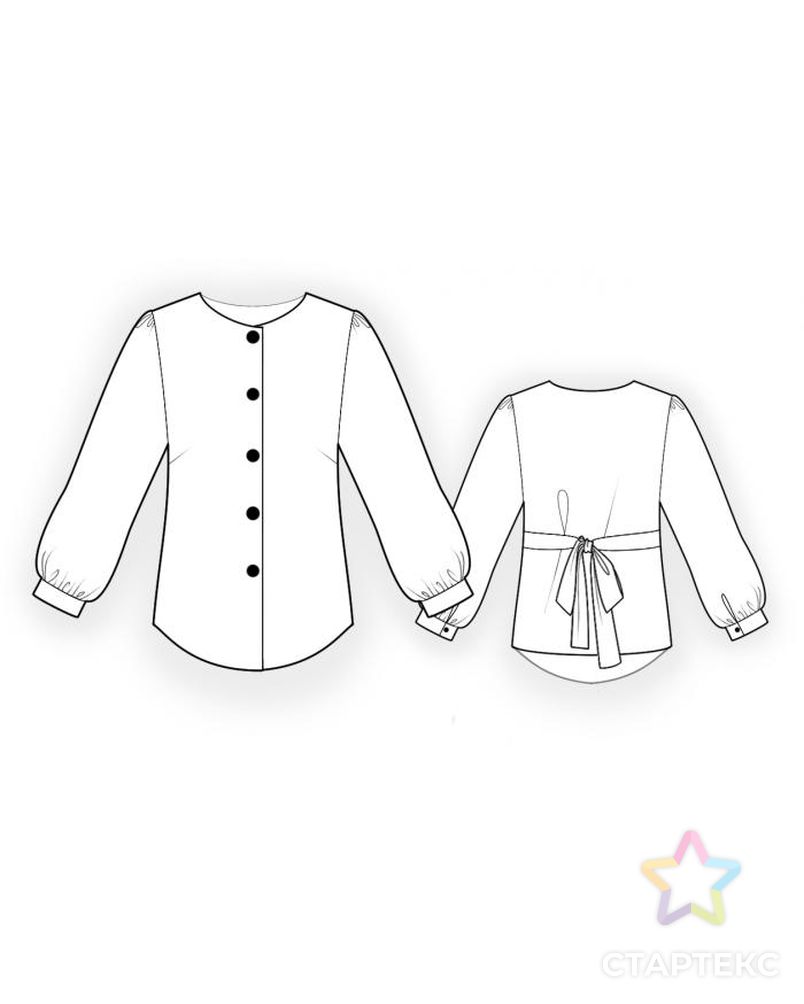 Выкройка: блузка с рукавом на сборке арт. ВКК-509-1-ЛК0004581 2