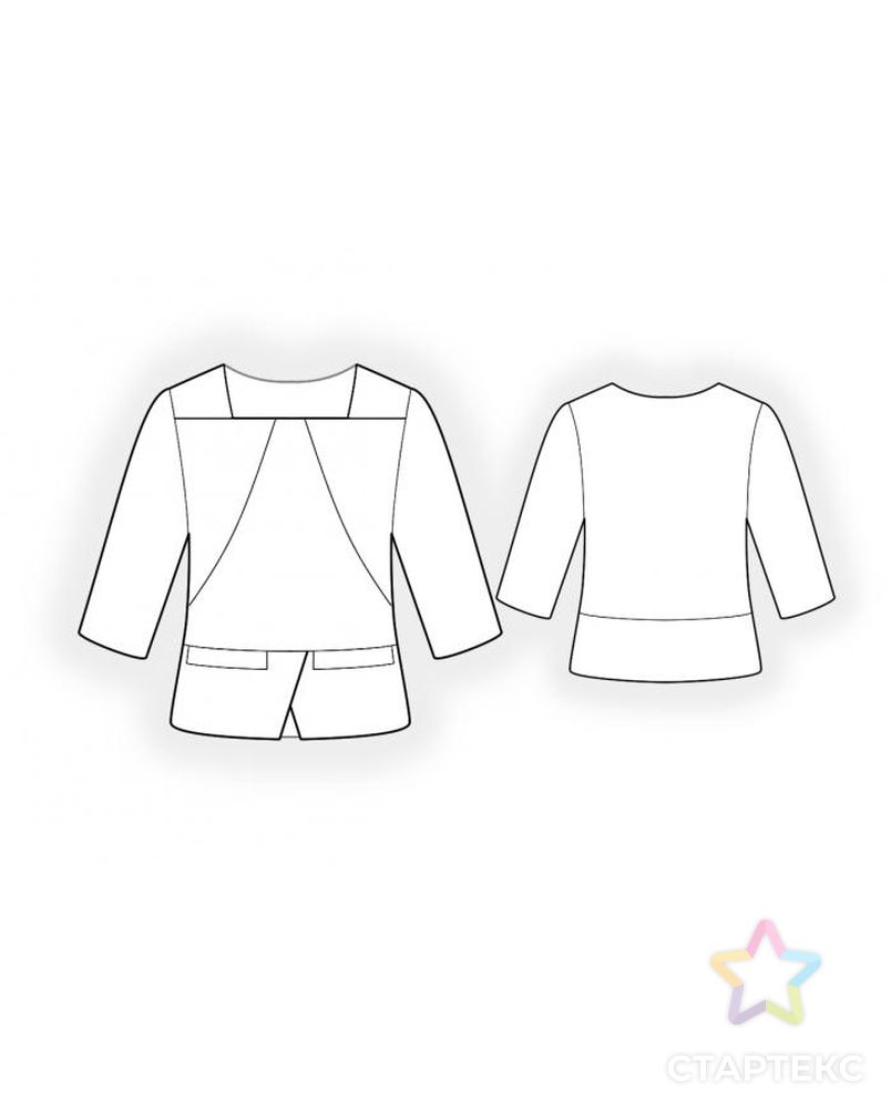 Выкройка: блузка с прямоугольным вырезом арт. ВКК-1204-1-ЛК0004596 2