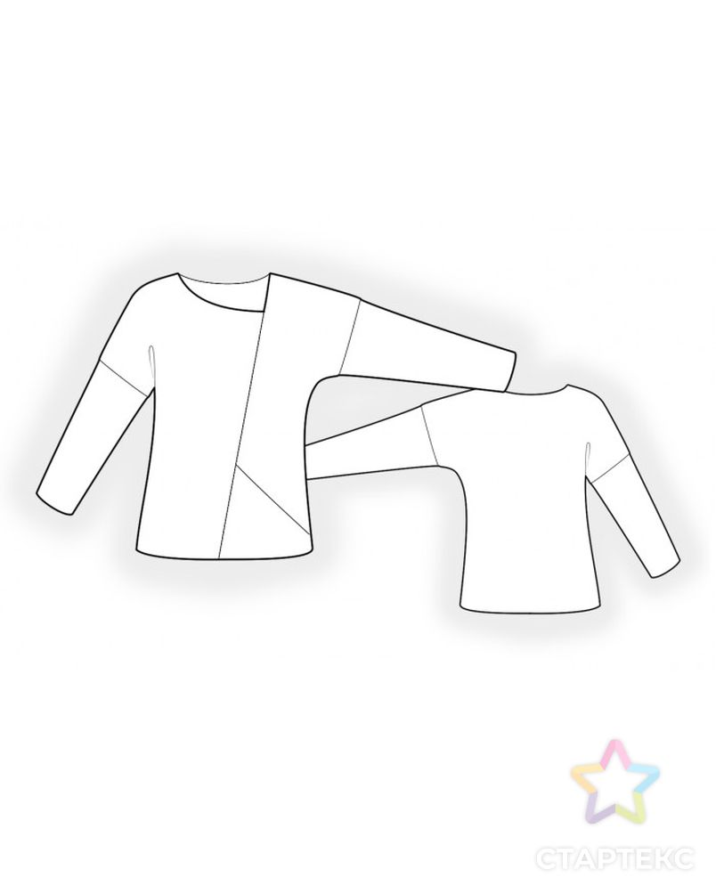 Выкройка: блузка трикотажная с асимметричным вырезом арт. ВКК-2752-1-ЛК0004885 2